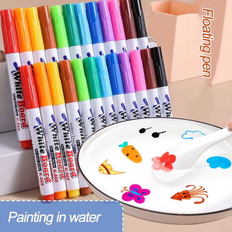 Water Floating Pens-12 pcs-Random Color