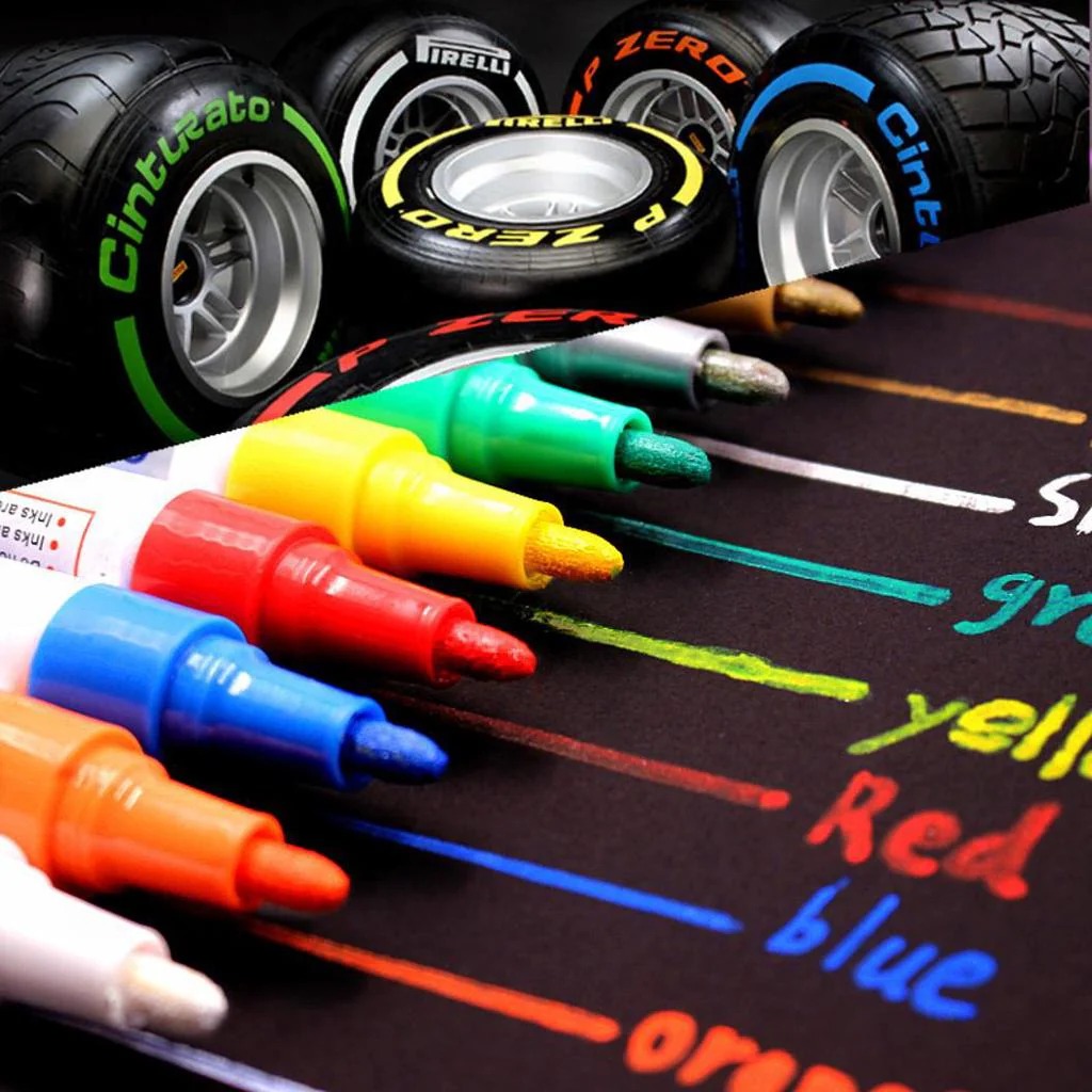 Red,Yollow,Blue,White 4pcs Color Combo-Tire Marker Pen
